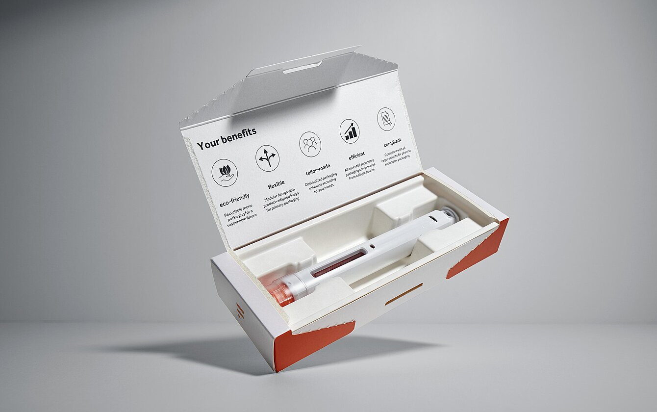 Effizienter Schutz für empfindliche Vials, Pens und vorgefüllte Spritzen: Die neuen Moulded Fibre Trays setzen auf minimalen Materialeinsatz.