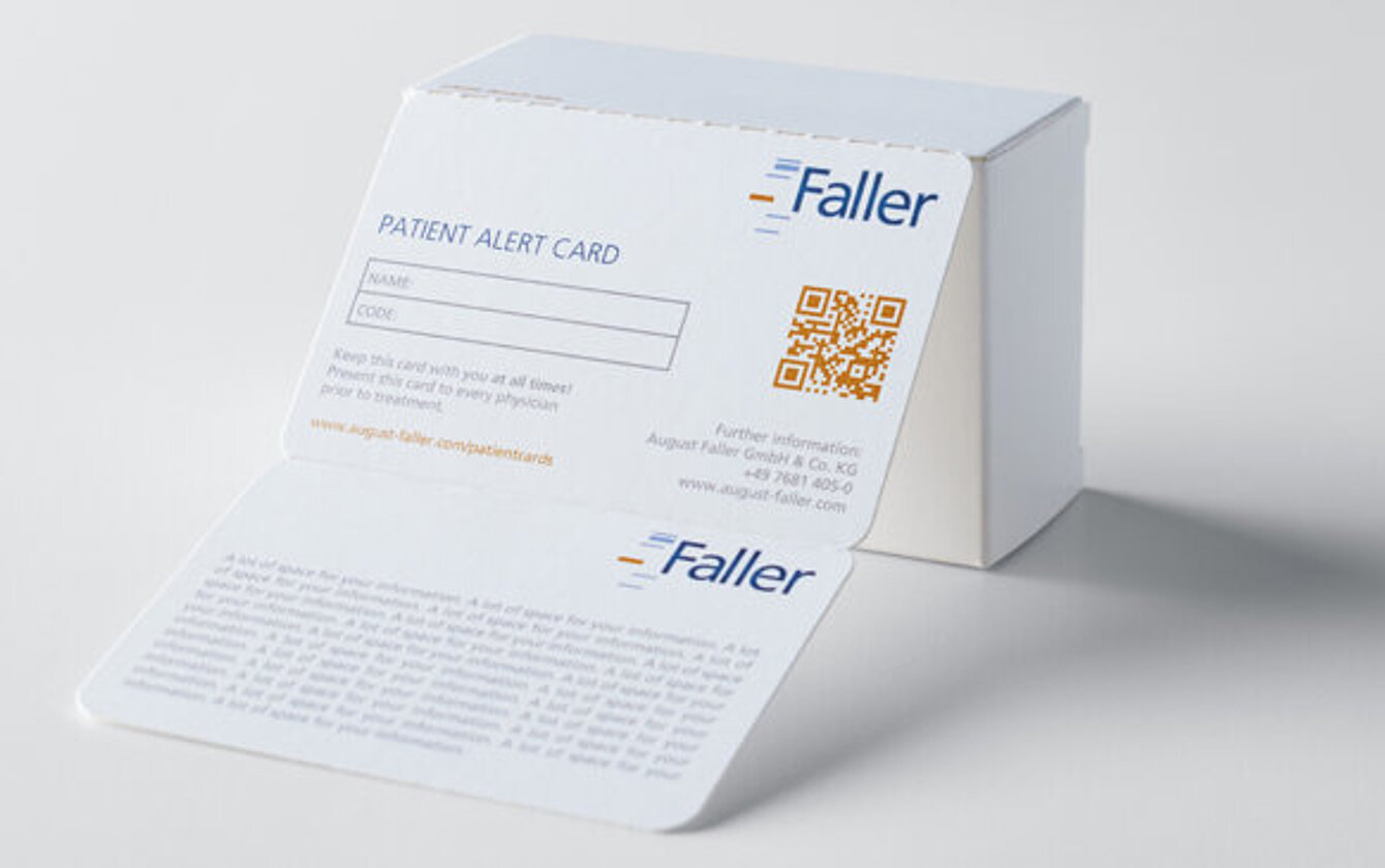 Faller Packaging patient alert card as detachable documentation solution in pharmaceutical packaging