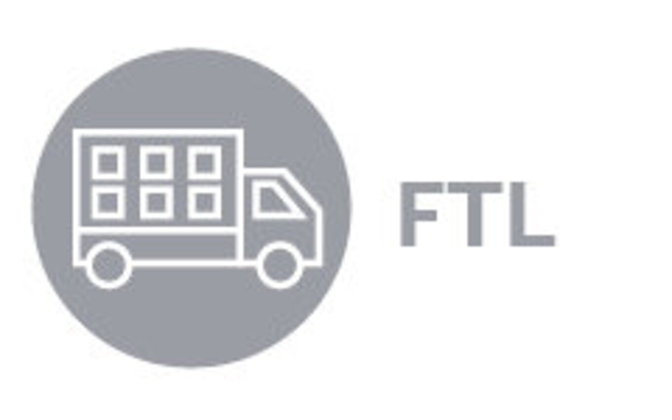 Icon for Full Truck Load (FTL) – complete truck loads for efficient logistics in Faller Packaging’s digital supply chain.